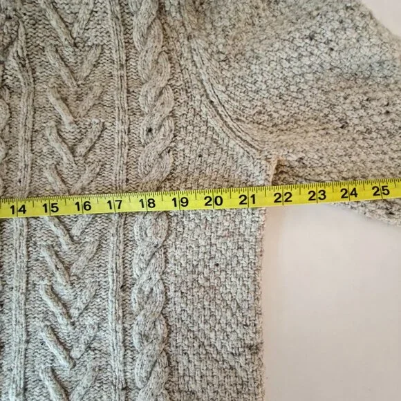 ABERCROMBIE & FITCH Hooded Cable-knit Wool-blend Sweater Oatmeal Preppy Size XL - Picture 8 of 10